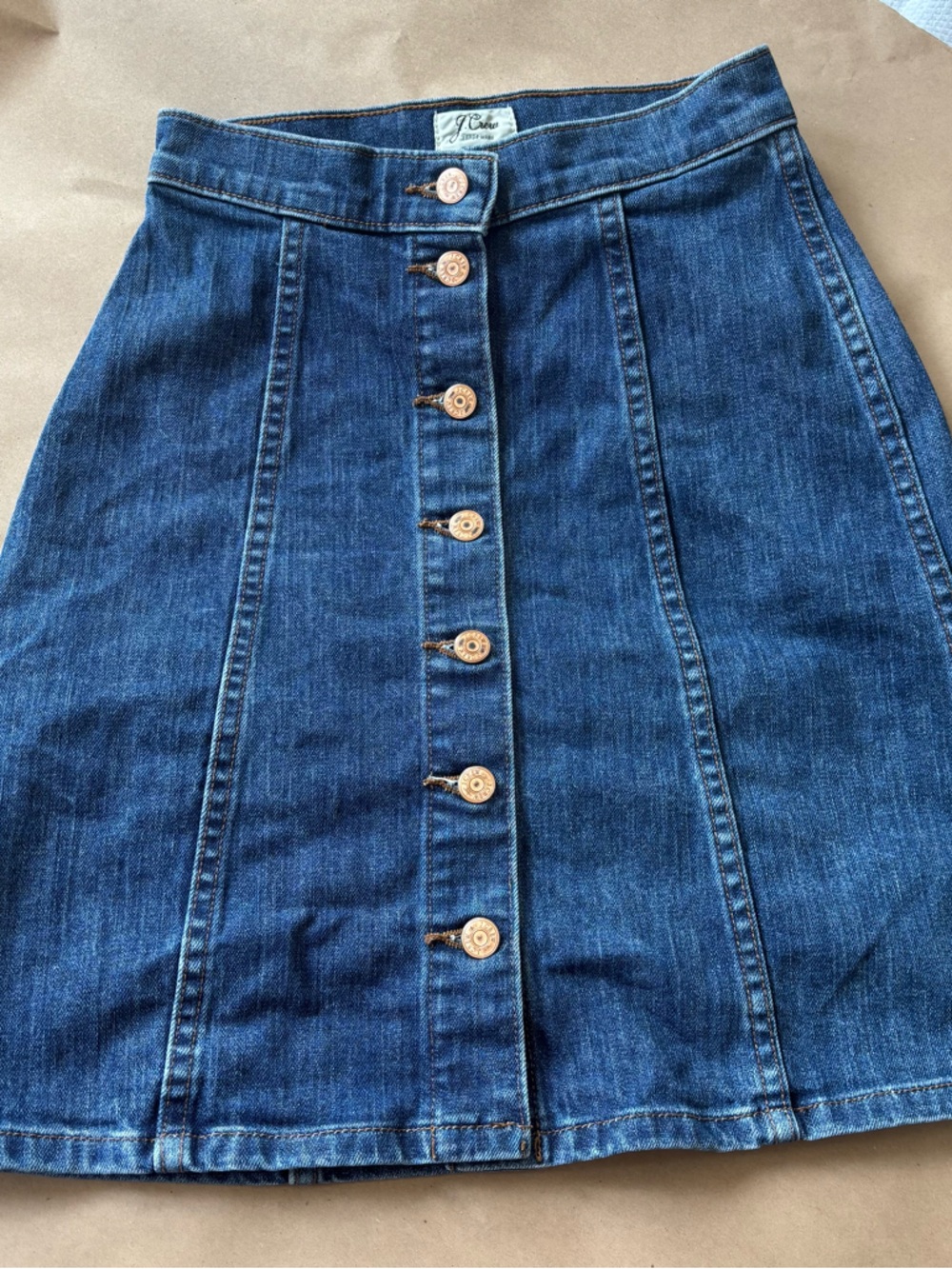 J Crew Denim button up skirt
Blue with Copper buttons
